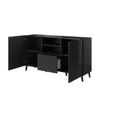 2. ABETO Kommode 150x42x82 schwarz/schwarz glänzend