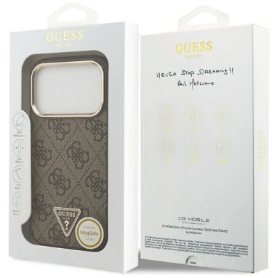 8. Guess 4G Triangle Logo MagSafe Case für iPhone 17 Pro - Braun und Gold