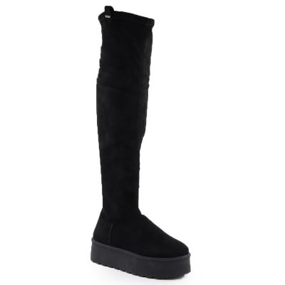 Schwarze Wildleder-Plateau-Stiefel für Damen, Big Star SS274264