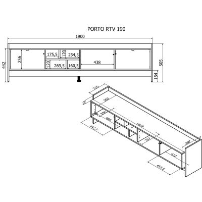 4. PORTO 3D-TV-Schrank 190x38x50 Eiche/Schwarz
