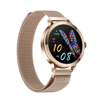6. VELTORI VT340-1 Damen-Smartwatch, Goldarmband + rosa Silikonarmband