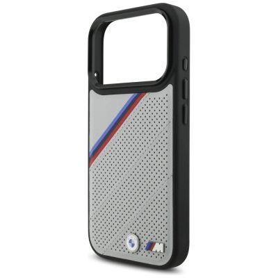 6. BMW M Tricolor Metal Logo MagSafe Case für iPhone 17 Pro – Grau