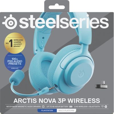 7. Steelseries Arctis Nova 3P Kabellose Kopfhörer für Playstation, Aqua