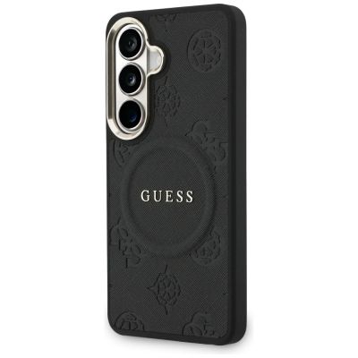 2. Guess Saffiano Peony Embossed Ring MagSafe Hülle für Samsung Galaxy S26+ - Schwarz