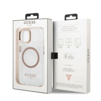 8. Guess GUHMP13MHTRMD iPhone 13 6.1 "Gold / Gold Hartschalenetui Metal Outline Magsafe