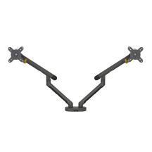 BakkerElkhuizen Flexibles Doppel-Montageset - Verstellbarer Doppelarm - Für 2 Monitore - Aluminium, Stahl, ABS-Kunststoff, thermoplastischer Gummi (TPR), Polyamid (PA6) - Dunkelgrau - Bildschirmgröße: 43,18-88,9 cm (für Flachbildschirme)