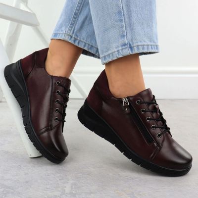 10. Bordeauxfarbene Damen-Lederschuhe mit Keilabsatz Vinceza 39964