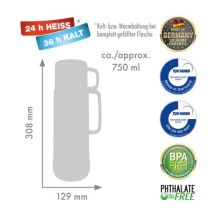 ROTPUNKT Glasthermoskanne, Fassungsvermögen 0,750 l, POLAR-EL.-SU