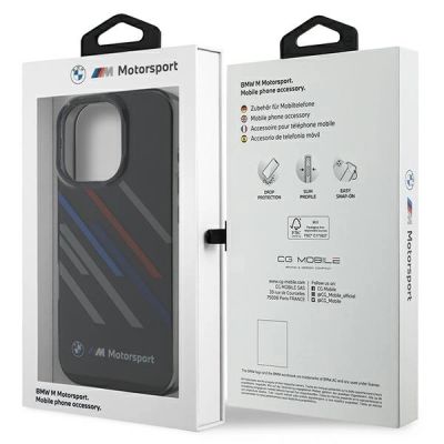 8. BMW Motorsport IML Random Stripes Hülle für iPhone 16 Pro - Schwarz
