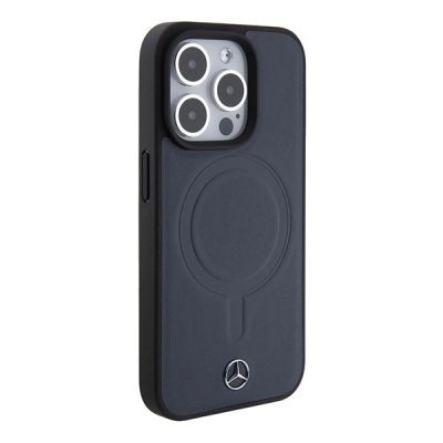 4. Mercedes Smooth Leather MagSafe Hülle für iPhone 15 Pro – Marineblau