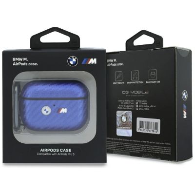 4. BMW M Carbon-Metall-Logo-Hülle für AirPods Pro 3 – Hellblau