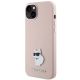 2. Karl Lagerfeld Silikon Choupette Metall Pin Hülle für iPhone 15 Plus / 14 Plus – Rosa