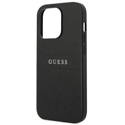 6. Guess Saffiano Strap Case für iPhone 14 Pro - Schwarz