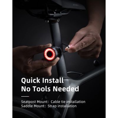 10. Rockbros Q3 Fahrrad-Rücklicht mit Smart Stop System - Schwarz