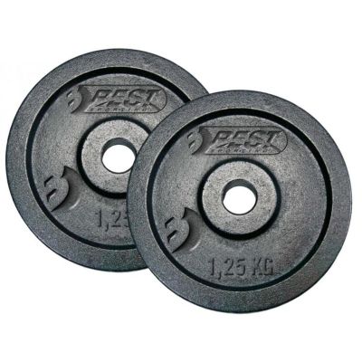 9. SCHWARZES GUSSEISENGEWICHT 2x1,25 KG BEST SPORTING Durchmesser 30 mm