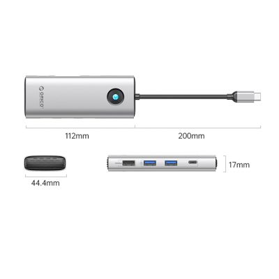 2. Orico PW11 8-in-1 USB-C Dockingstation (2x USB-A 3.0, 1x USB-A 2.0, 1x USB-C 3.0, 1x USB-C PD 100W, 1x HDMI 4K 60Hz, 1x VGA 1080p 60Hz, 1x RJ45 Gigabit Ethernet) – Silber