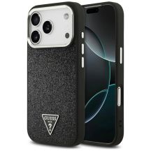 Guess Glitter Triangle Logo MagSafe Case für iPhone 17 Pro - Schwarz