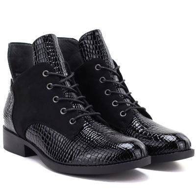 4. Damen-Ankle-Boots aus Lackleder, schwarz, Vinceza HX27-16524