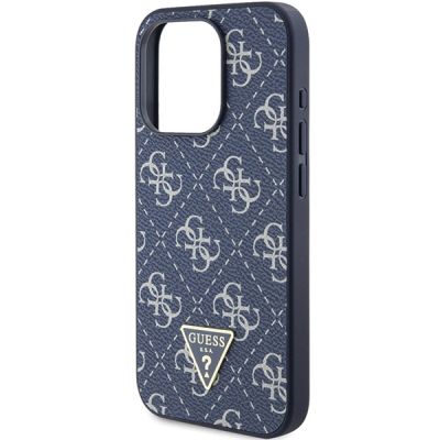 6. Guess 4G Triangle Metal Logo Hülle für iPhone 15 Pro – Blau