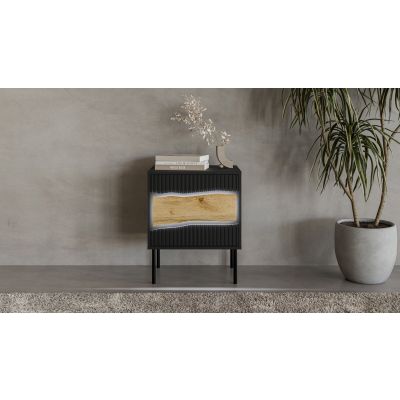 7. INSERTO Nachttisch, 2 Stück, 50 x 40 x 61,5 mm, schwarz + LED