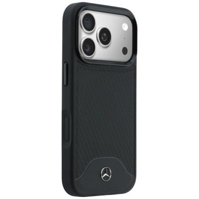 4. Mercedes Leder-Holzoptik- und Curve MagSafe-Hülle für iPhone 17 Pro – Schwarz