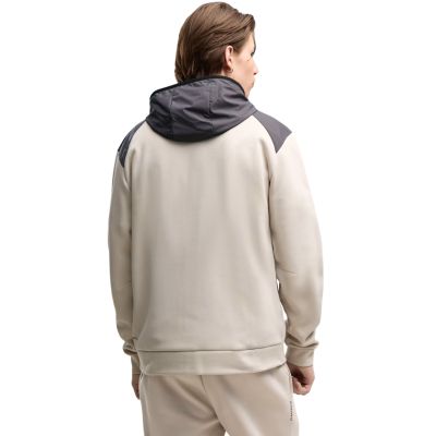 4. Puma Herren-Hoodie mit durchgehendem Reißverschluss aus Tech-Materialmix, Beige, 694490, Größe 82