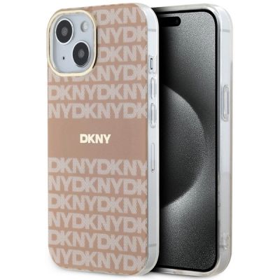 DKNY IML Mono & Stripe MagSafe-Hülle für iPhone 15 / 14 / 13 – Rosa