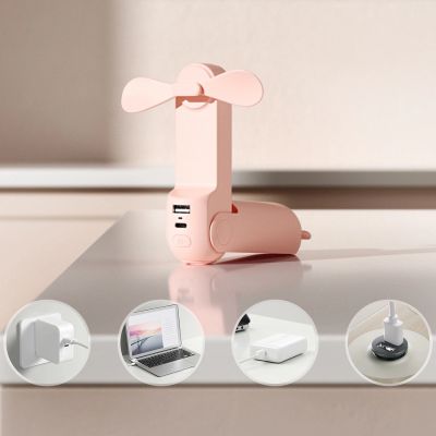 9. Jisulife Handventilator Life8 Plus, tragbarer USB-Ventilator mit Powerbank-Funktion 4500 mAh und Taschenlampe – Pink