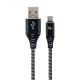 GEMBIRD PREMIUM USB-C 2.0 KABEL (AM/CM) MIT METALLANSCHLÜSSEN, NYLONGEFLÄCHE, 2 M, SCHWARZ/WEISS