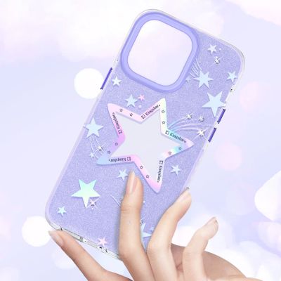 5. Kingxbar Heart Star Series Hülle für iPhone 14 Plus Lila Star Hülle