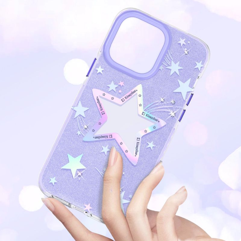 5. Kingxbar Heart Star Series Hülle für iPhone 14 Plus Lila Star Hülle