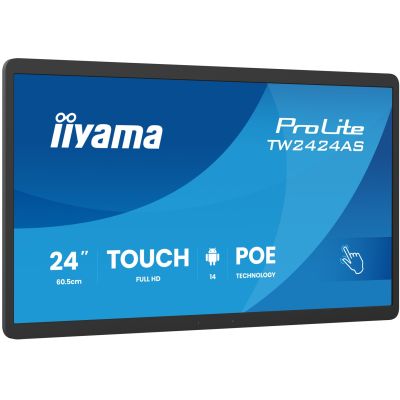 iiyama TW2424AS-B3P Digital Signage-Display, interaktives Flachbildschirm-Display, 60,5 cm (23,8 Zoll), Wi-Fi, 450 cd/m² Full HD, schwarzer Touchscreen, integrierter Prozessor, Android, 24/7-Betrieb