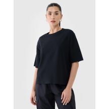 Damen-T-Shirt mit normalem Waffelstrick 4F 4FRSS25TTSHF2651-20S