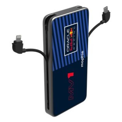 Powerbank Mophie Powerstation Plus 10K Red Bull Racing MV1 – Powerbank 10000 mAh mit integriertem USB-C- und Lightning-Kabel (1x USB-C-Anschluss)
