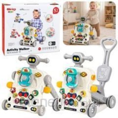 Interaktives Lernfahrrad, Gehhilfe, Schieber, Tisch und Roller in 1 (5-in-1) Grau