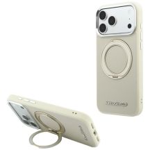 Karl Lagerfeld Ring Stand 360 Saffiano Classic Logo MagSafe Hülle für iPhone 18 Pro Max / 17 Pro Max - Beige