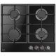 AMICA PGCA6100APB Gaskochfeld, schwarzes Glas, Gusseisenroste