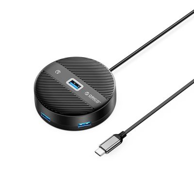 ORICO YS1-C2 4-Port-USB-Hub (1x USB-A 3.0, 3x USB-A 2.0, 0,3 m Kabel) – Schwarz