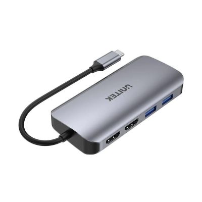 3. UNITEK ACTIVE HUB USB-C 2x HDMI, SD-Kartenleser, 4K, RJ-45, PD 100W, 5 Gbit/s