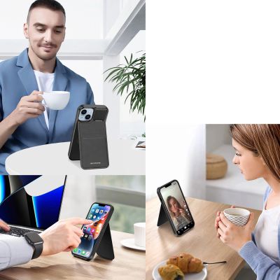 8. 3in1 Wallet Case mit Ständer für iPhone 14 Plus MagSafe RFID Blocker Dux Ducis Rafi Mag – Schwarz