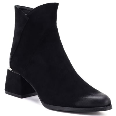 Schwarze Wildleder-Ankle-Boots mit hohem Absatz für Damen, Potocki SZ12875