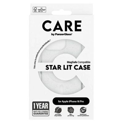 4. CARE by PanzerGlass Flagship Star Lit Hülle mit MagSafe für iPhone 16 Pro – Weiß