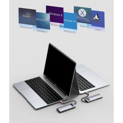 20. Baseus Metal Gleam 8in1 USB-C Hub - USB-C PD 100W 1x HDMI 4K 30Hz 1x SD- und microSD-Kartenleser 3x USB-A 3.2 1xRJ45 - grau