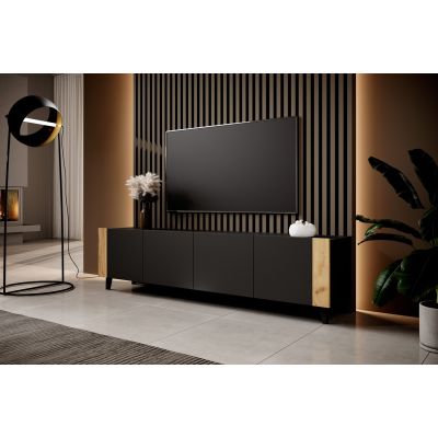 3. FARO TV-Schrank 200x42x52 schwarz matt + Eichenholz