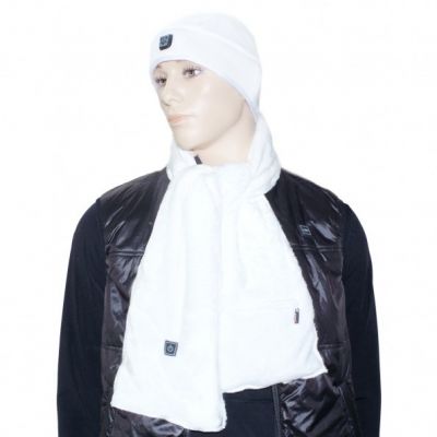 4. Glovii GA1W Körperschutzartikel für Wintersportarten – beheizter Schal, Skifahren, Snowboarding / Snowboardfahren, Unisex, Polyester, Weiß