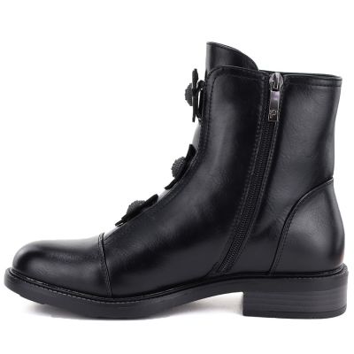 3. Damen-Ankle-Boots mit Zierblumen, gefüttert, schwarz, Potocki SZ12852