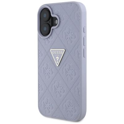 2. Guess Hot Stamp 4G Pattern Triangle Metal Logo iPhone 16 Hülle - Lila