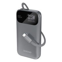 Dudao K31 10000 mAh 22,5 W PD Powerbank mit integriertem Kabel - Grau