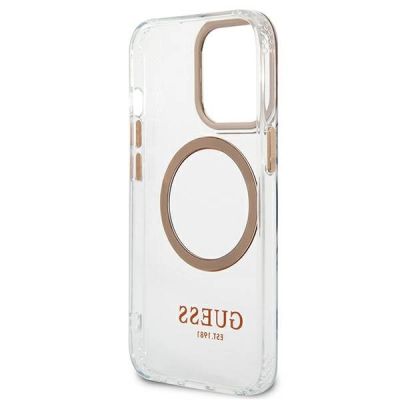 7. Guess GUHMP13XHTRMD iPhone 13 Pro Max 6,7 "Gold / Gold Hartschalenetui Metal Outline Magsafe