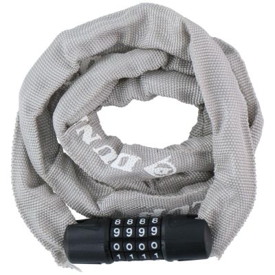 2. DUNLOP Fahrradschlosskette mit Code, 120 cm lang – Grau